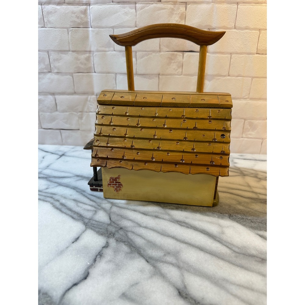 Maurice Handmade Wooden Laundry Shop Box Purse Cottage Novelty Bag Hand Painted - Picture 3 of 16